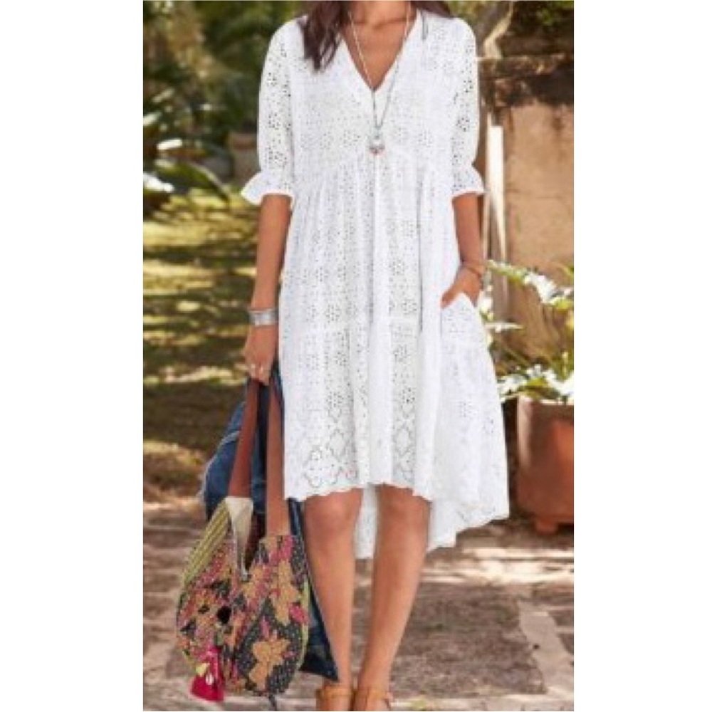 Sundance White Eyelet High-Low Dress - Picture 1 of 16